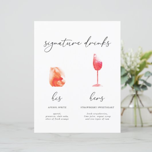 Menü "Getränke mit Minimalistischer Wasserfarbe" (Stehend Vorderseite)