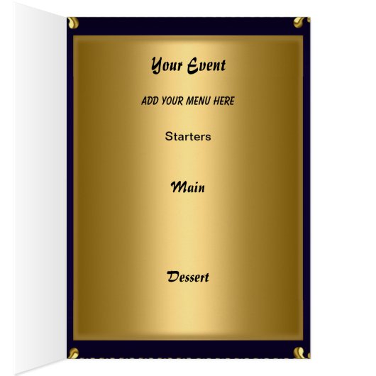 Menü "Gold and Royal Blue Table Placement Card" (Innen (Rechts))