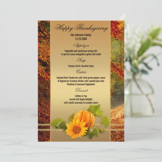 Menü "Gold Fall Erntedank" Menükarte (Stehend Vorderseite)