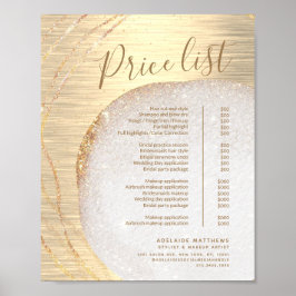 Menü "Gold Glitzer Hair Stylist Salon Price List" Poster