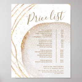 Menü "Gold Glitzer Hair Stylist Salon Price List" Poster