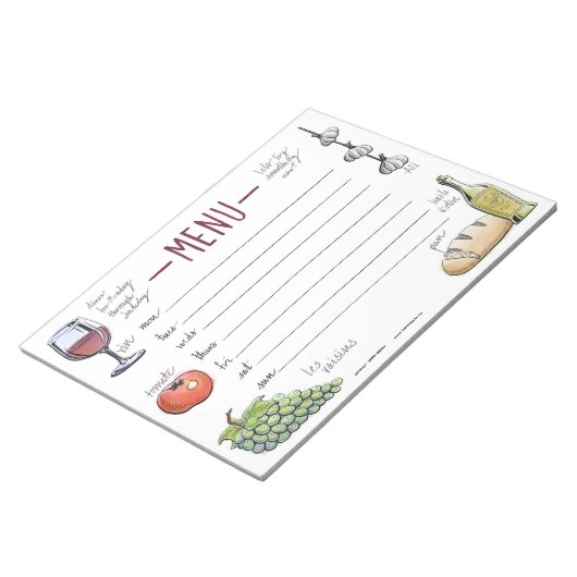 Menü "Gourmet Weekend Dinner" Wichtiges Notepad Notizblock (angewinkelt)