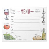 Menü "Gourmet Weekend Dinner" Wichtiges Notepad Notizblock (Vorderseite)
