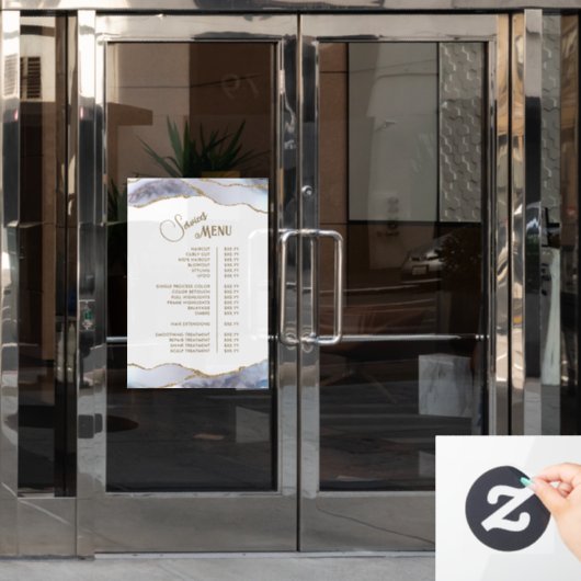 Menü "Gray Blue Agate Services" Fensteraufkleber (Büro Tür)
