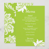 Menü "Green Damask Wedding" Menükarte (Vorne/Hinten)