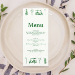 Menü "Green Golf Line Drawing" Menükarte<br><div class="desc">Fügen Sie mit unserem Golf Theme Menu eine Touch sportlicher Eleganz hinzu. Dieses Menü eignet sich ideal für Hochzeiten, Party oder Abendessen im Golf und bietet elegante Aquarellbilder von Golfclubs und Grüntönen, die den Charme des Messegeländes in Ihr kulinarisches Erlebnis einbringen. Auf hochwertigem Papier gedruckt, präsentiert unser Menü Ihre kulinarischen...</div>