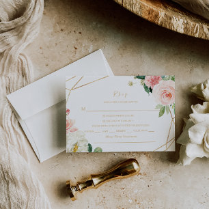 Menü "Green und Gold Geometric Elegant" - Auswahl RSVP Karte