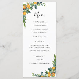 Menü "Greenery and Orange Branches Brautparty" Menükarte