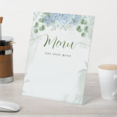 Menü Greenery Blue Hydrangea Baby Dusche Sockelschild (In SItu)