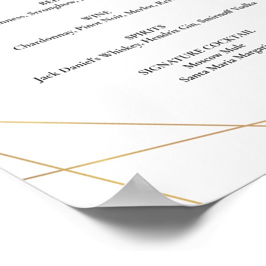 Menü "Greenery Eucalyptus Geometric Drinks" Bar Poster (Ecke)