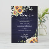 Menü "Greenery Sunflowers Fall Brautparty" Einladung (Stehend Vorderseite)