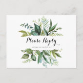 Menü "Greenery Tropical Calligraphy" Postkarte (Vorderseite)