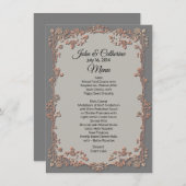 Menü "Grey Peach Floral Wedding Table" Menükarte (Vorne/Hinten)