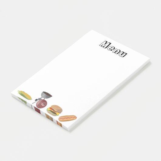 Menü Grillen Post-it Klebezettel (angewinkelt)