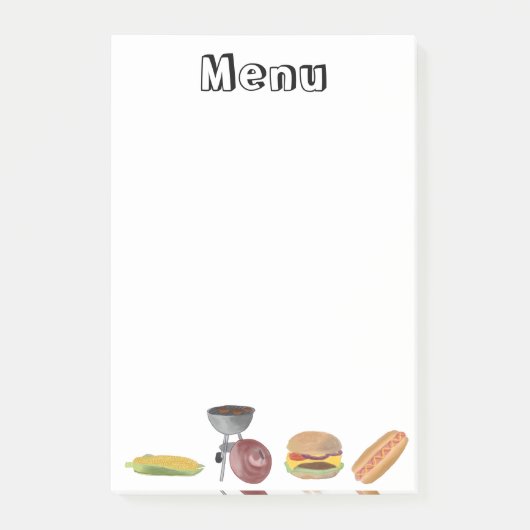 Menü Grillen Post-it Klebezettel (Vorderseite)