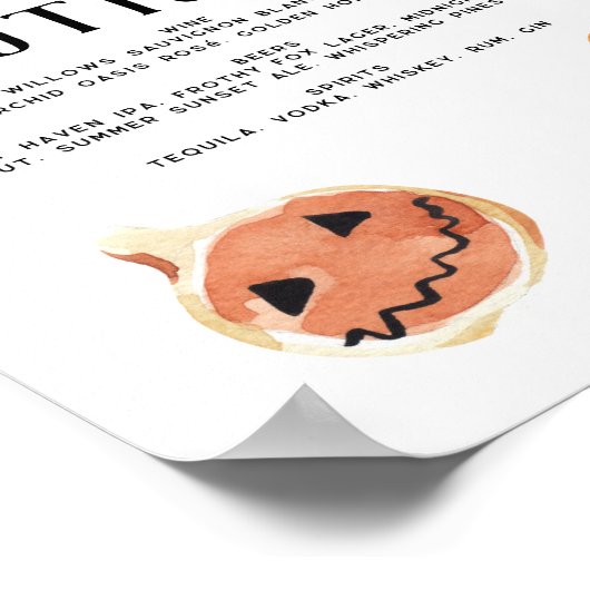 Menü "Halloween-Party Bar" Poster (Ecke)