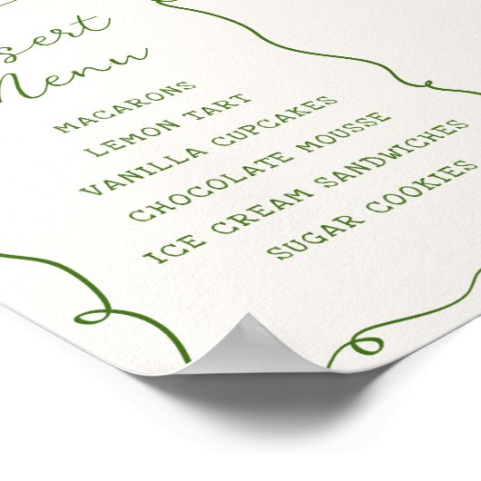 Menü "Handgezeichnete grüne Rahmen" Poster (Ecke)
