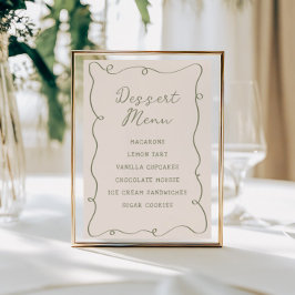 Menü "Handgezeichnetes Blatt Green Frame" Poster