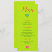 Menu Heart Wedding Green Menükarte (Vorne/Hinten)
