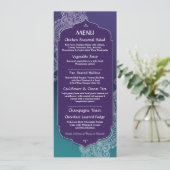 Menu Henna Style Jewel Party Hochzeitsempfang Einladung (Stehend Vorderseite)