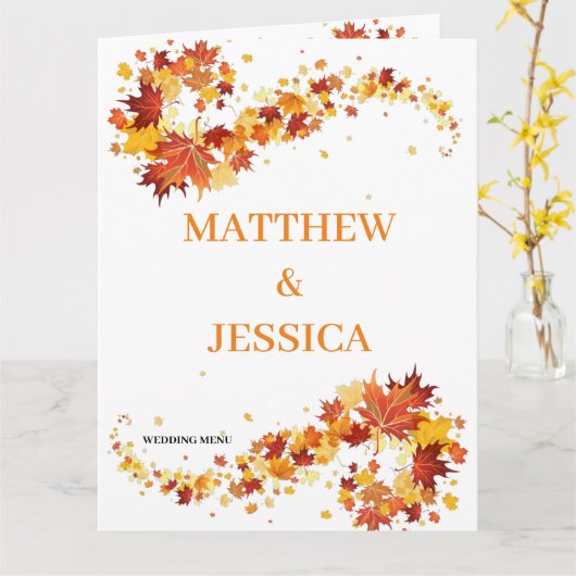 Menü "Herbst Elegance Wedding" Karte (Gelbe Blume)