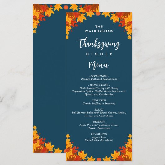 Menü "Herbstlaubs Blue Erntedank" Menükarte (Vorne/Hinten)