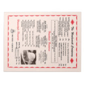 Menü Hinweis Pad Notizblock (Vorderseite)