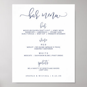 Menü "Hochzeit" - Bounce Script (Navy Blue) Poster