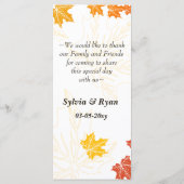 Menü "Hochzeit im Herbst" Menükarte (Rückseite)