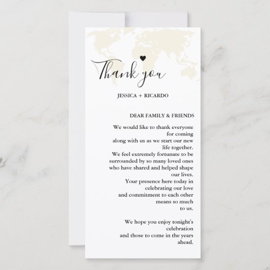 Menü "Hochzeit in Urlaubsort" und "Vielen Dank"-Ka (Vorderseite)