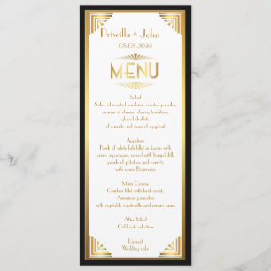 Menü-Hochzeit, Menüsitzung, großes Gatsby, Weiß, Menükarte