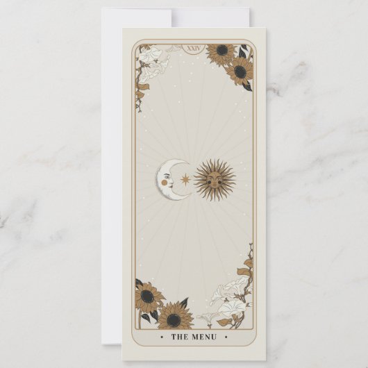 Menü Hochzeit Tarot Sun Moon Empfang Party Einladung (Rückseite)