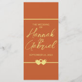 Menü "Hochzeit Terracotta Gold Flat" Menükarte (Rückseite)