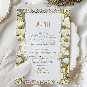 Menü Hochzeit Vintager Jugendstil von Mucha Folieneinladung