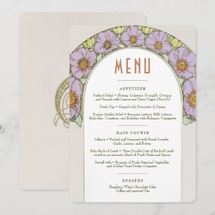 Menü Hochzeit Vintager Jugendstil von Mucha Invita Einladung