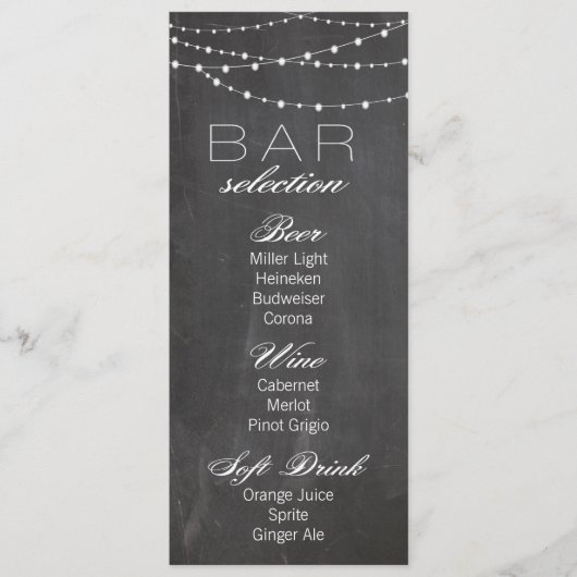 Menü "Hochzeiten" für Chalkboard- und Zeichenkette Menükarte (Vorderseite)