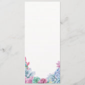 Menü-Hochzeits-Empfangrustikale PastellSucculents Menükarte (Rückseite)