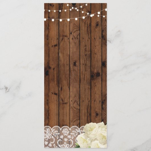 Menü-Hochzeits-Empfangs-rustikale hölzerne Menükarte (Rückseite)