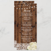 Menü-Hochzeits-Empfangs-rustikale hölzerne Menükarte (Vorne/Hinten)