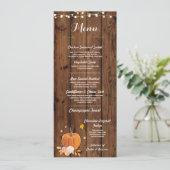 Menü-Hochzeits-Empfangs-rustikale Menükarte (Stehend Vorderseite)