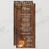 Menü-Hochzeits-Empfangs-rustikale Menükarte (Vorne/Hinten)