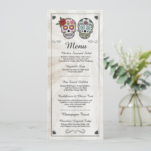 Menü-Hochzeits-Empfangs-rustikale Menükarte (Stehend Vorderseite)