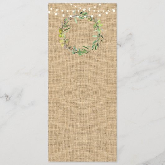 Menü-Hochzeits-Empfangs-rustikale Menükarte (Rückseite)