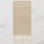 Menü-Hochzeits-Empfangs-rustikaler Menükarte (Rückseite)