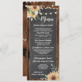 Menü-Hochzeits-Empfangs-Sonnenblume-Holz Menükarte (Vorne/Hinten)