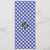 Menü-Hochzeits-Karten-blaue Gingham-Kreide GRILLEN Menükarte (Rückseite)
