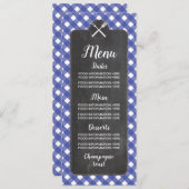 Menü-Hochzeits-Karten-blaue Gingham-Kreide GRILLEN Menükarte (Vorne/Hinten)