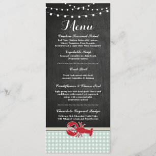 Menü Hochzeitsempfang Flusskrebs-Lobster-Strand Einladung