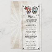 Menü Hochzeitsempfang Rustikal Zucker Schädel Menü Menükarte (Vorne/Hinten)