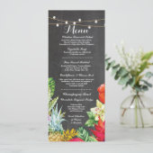 Menü Hochzeitsempfang Rustikale Chalk Aloha Karten (Stehend Vorderseite)